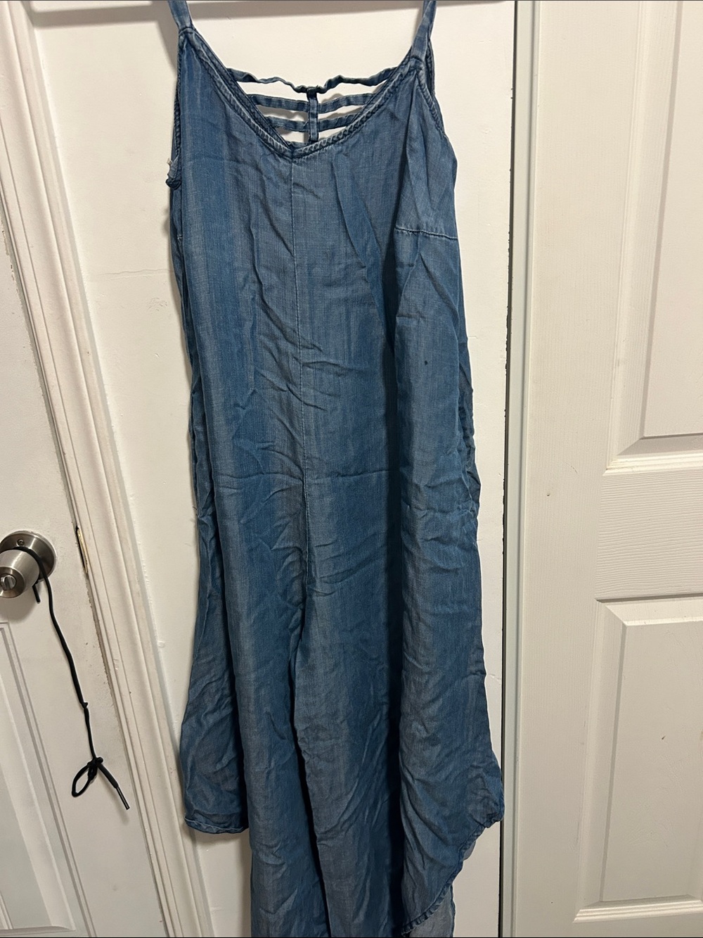 For The Republic Denim-Style Light Blue Maxi Dress with Strappy Back
